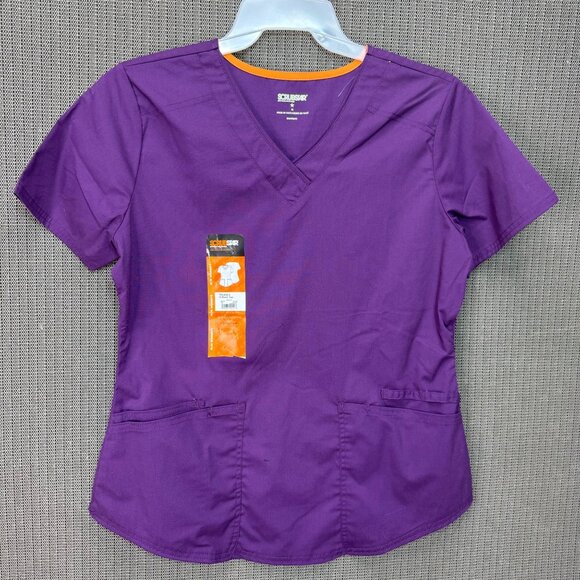 Scrubstar Womens Size Medium V-Neck Scrub Top Purple Durable Easy Fit Stretch - Picture 1 of 8